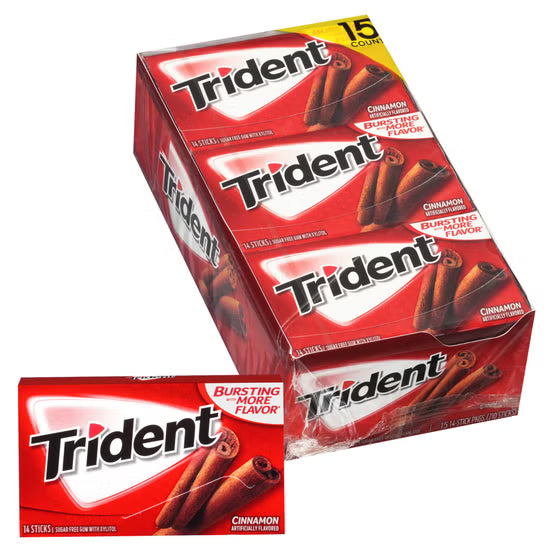 Trident Sugar Free Gum, Cinnamon, 14 Pieces, 15-count