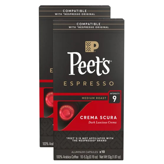 Peet's Coffee Nespresso Compatible Aluminum Capsules, 80-count