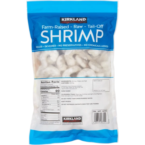 Kirkland Signature Farm-Raised Raw Shrimp, Peeled, Deveined, 31-40-count, 2 lbs