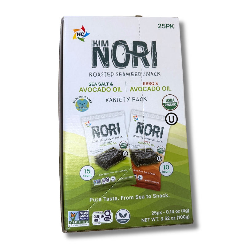 Kimnori Organic Seaweed Variety Pack with Avocado Oil, 25-Count, 0.14 oz Each
