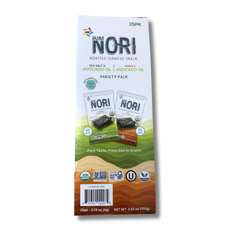 Kimnori Organic Seaweed Variety Pack with Avocado Oil, 25-Count, 0.14 oz Each