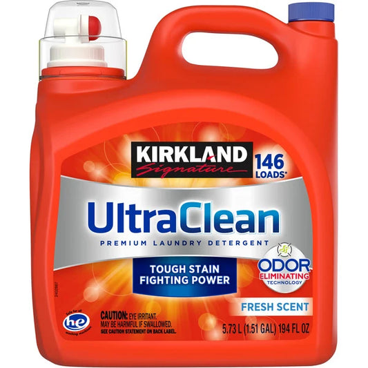 Kirkland Signature Liquid Laundry Detergent, Ultra Clean, HE Compatible, Fresh Scent, 194 fl oz