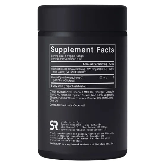 Sports Research D3 + K2, 160 Veggie Softgels