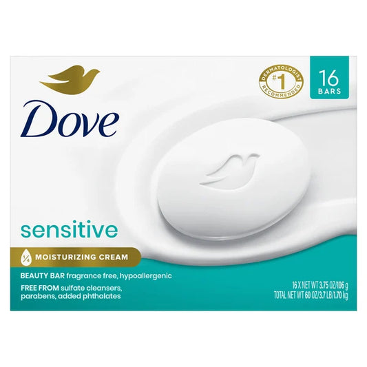Dove Moisturizing Beauty Bar Soap Sensitive, 3.75 oz, 16 Count