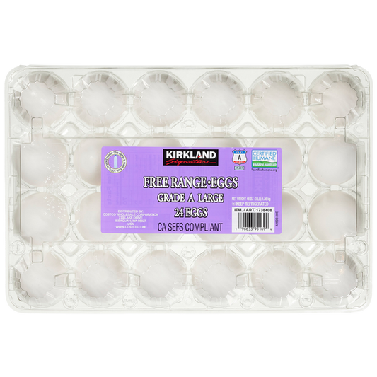 Kirkland Signature Large Eggs, Free Range, 24 ct