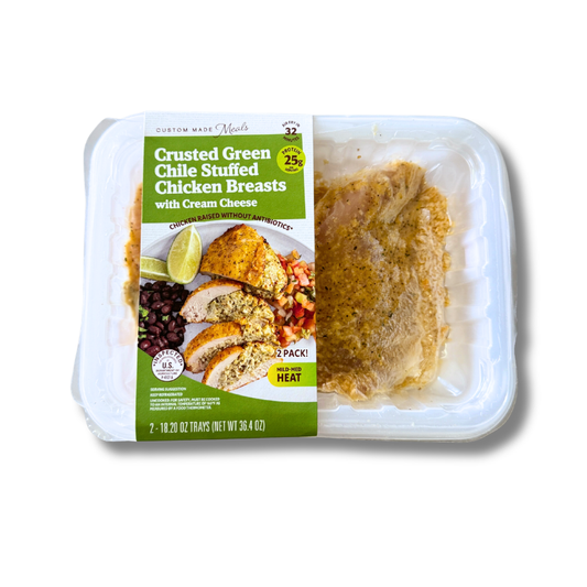 Custom Made Meals Crusted Green Chile Stuffed Chicken Breasts with Cream Cheese, 18.20 oz, 2-count