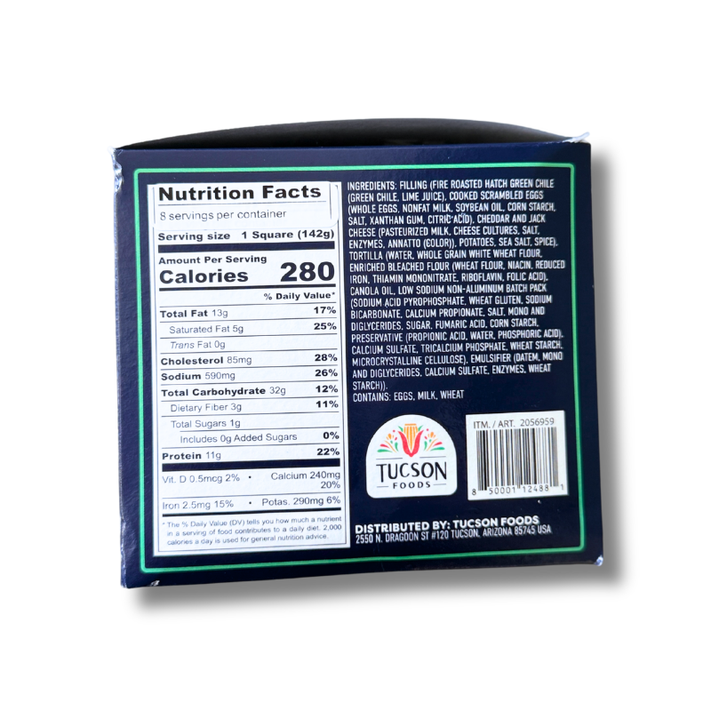 Tucson Foods Hatch Chile, Egg, Potato & Cheese Wraps, 8 x 5 oz
