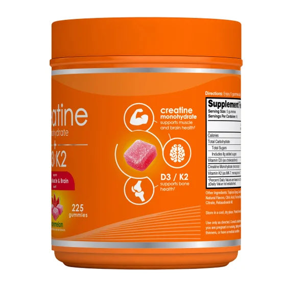 Zena Creatine Monohydrate + D3/K2 Gummies, 225-count