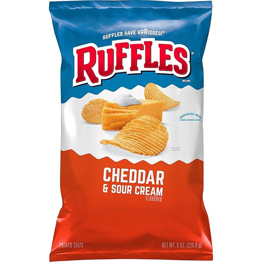 Ruffles Cheddar & Sour Cream Flavored Potato Chips, 8 oz