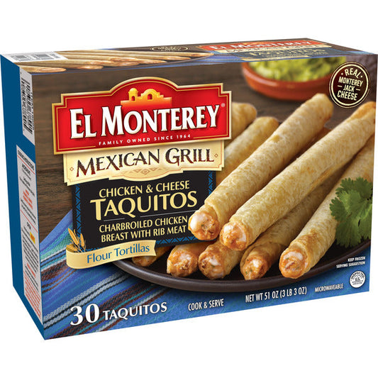 El Monterey Mexican Grill Chicken & Cheese Taquitos 30 ct, 1.7 oz