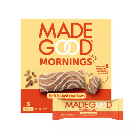 Madegood Mornings Soft Baked Oat Bars, 5.3 oz