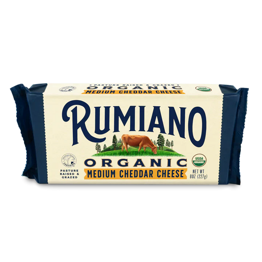 Rumiano Organic Medium Cheddar Cheese Bar, 8 oz