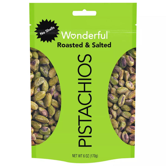 Wonderful Roasted & Salted No Shell Pistachios, 6 oz