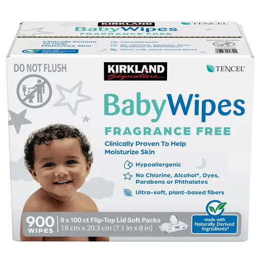 Kirkland Signature Baby Wipes Fragrance Free, 900 ct