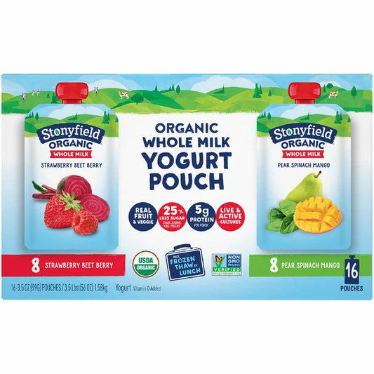 Stonyfield Organic Yogurt Pouch Variety Pack 16 ct, 3.5 oz
