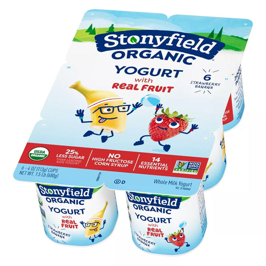 Stonyfield Organic Kids' Strawberry Banana Whole Milk Yogurt 6 ct, 4 oz