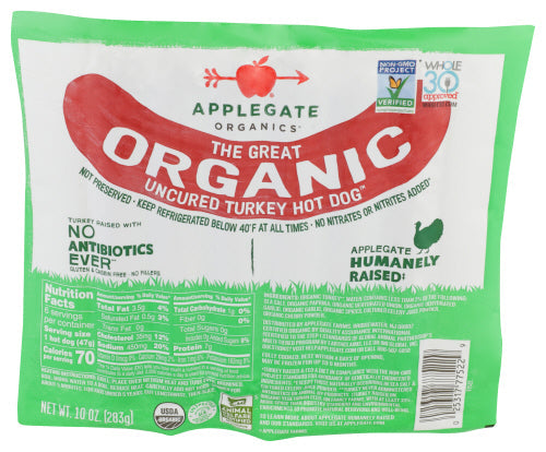 Applegate Organic Turkey Hot Dogs, 10 oz