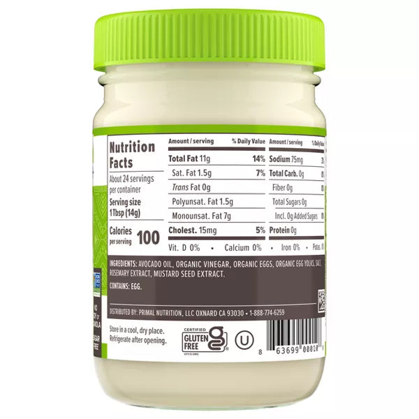 Primal Kitchen Mayo Made w/Avocado Oil, 12 oz