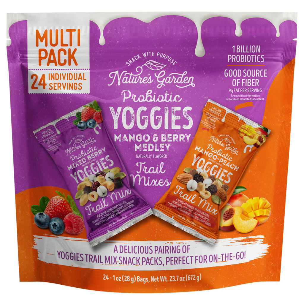 Nature's Garden Probiotic Yoggies Trail Mix, Variety Pack, 1 oz, 24 ct