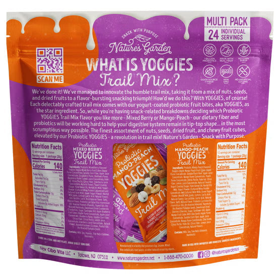 Nature's Garden Probiotic Yoggies Trail Mix, Variety Pack, 1 oz, 24 ct