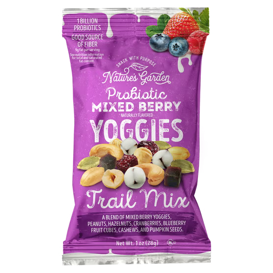 Nature's Garden Probiotic Yoggies Trail Mix, Variety Pack, 1 oz, 24 ct