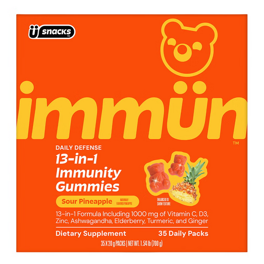 Grüns Immün Daily Defense 13-in-1 Sour Pineapple Gummies, 35 Daily Packs