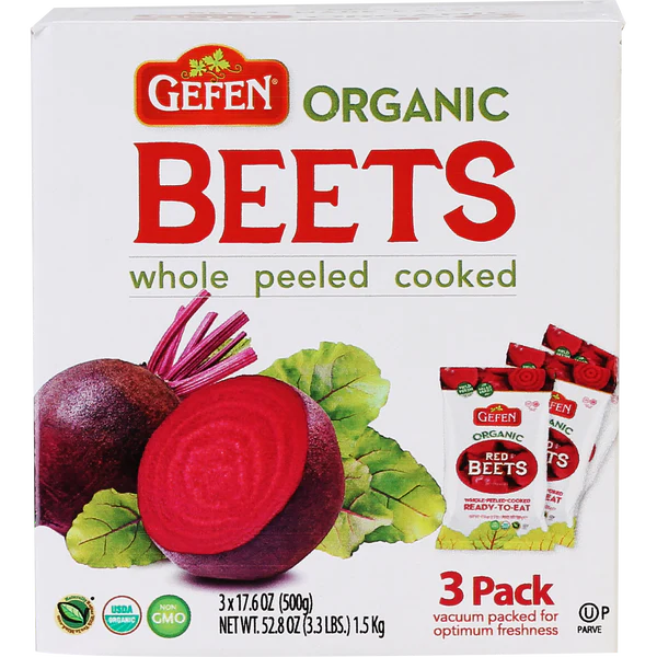 Gefen Organic Whole Peeled Beets, 17.6 oz, 4-count