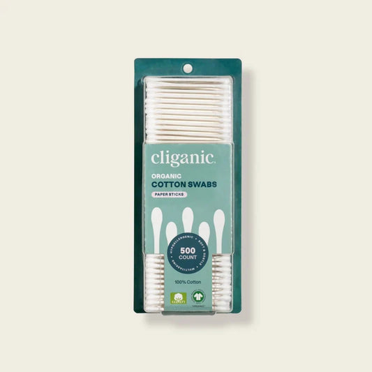 Cliganic Organic Cotton Swabs, 500 Count