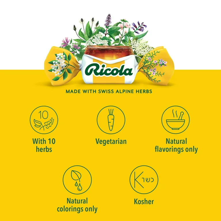 Ricola Cough Drops, Soothing Relief for Dry, Sore Throat, Original Herb, 45 Count