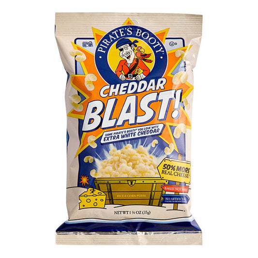 Pirate's Booty Cheddar Blast Rice and Corn Puffs with Extra White Cheddar