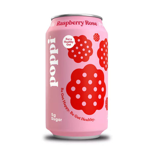 Poppi Prebiotic Rasbery Rose Soda, 4 Count