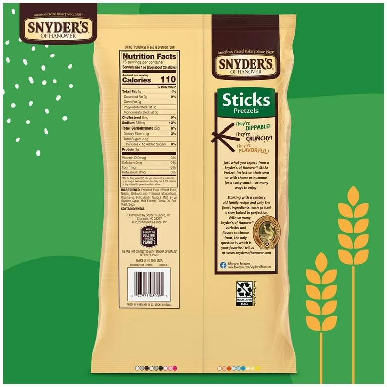 Snyder's of Hanover Pretzel Sticks, Family Size 16 oz