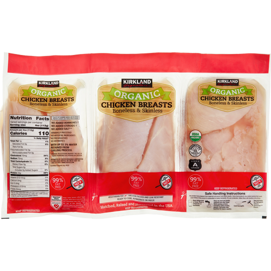 Kirkland Signature Organic Chicken Breasts Boneless Skinless, ($5.99/lb)