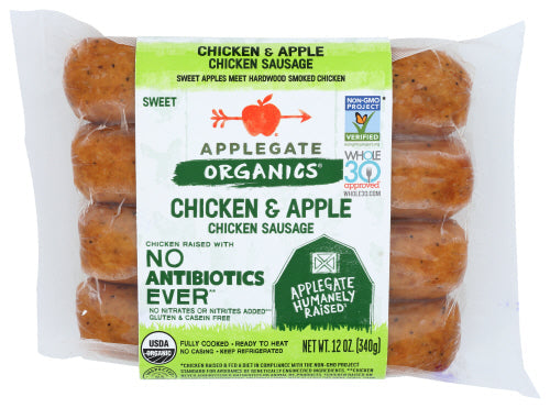 Applegate Organic Chicken Apple Sausage, 12 oz