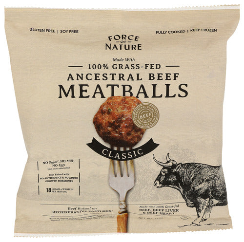 Force of Nature Beef Meatballs Ancestral, 14 oz