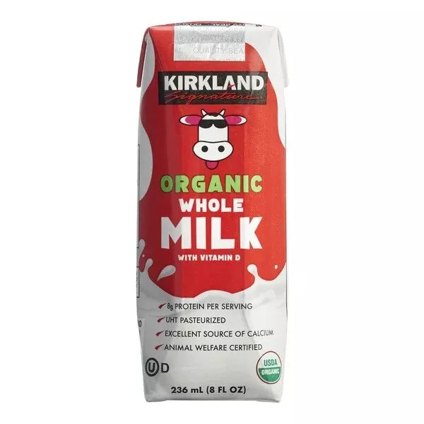 Kirkland Signature Organic Whole Milk 18 ct, 8 oz