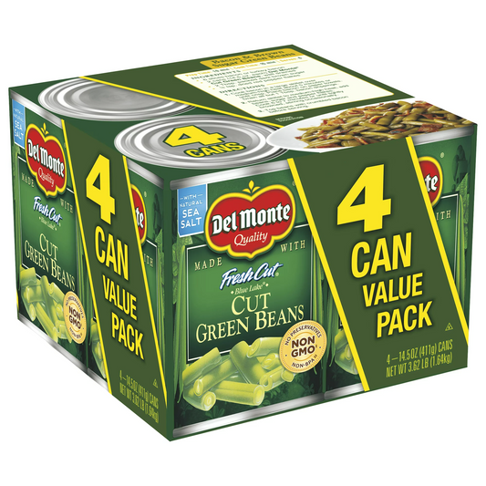 Del Monte Mixed Green Beans, Vegetables, 14.5 oz (4 Cans)