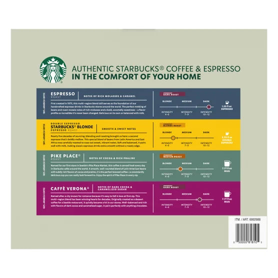 Starbucks Coffee and Espresso Capsules for Nespresso 60-count Variety Pack, 100% Arabica Coffee