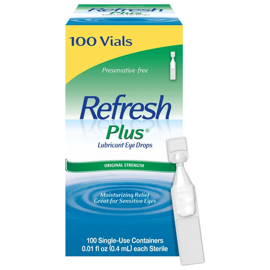 Refresh Plus Preservative-Free Lubricant Eye Drops, 100 Single Use Containers