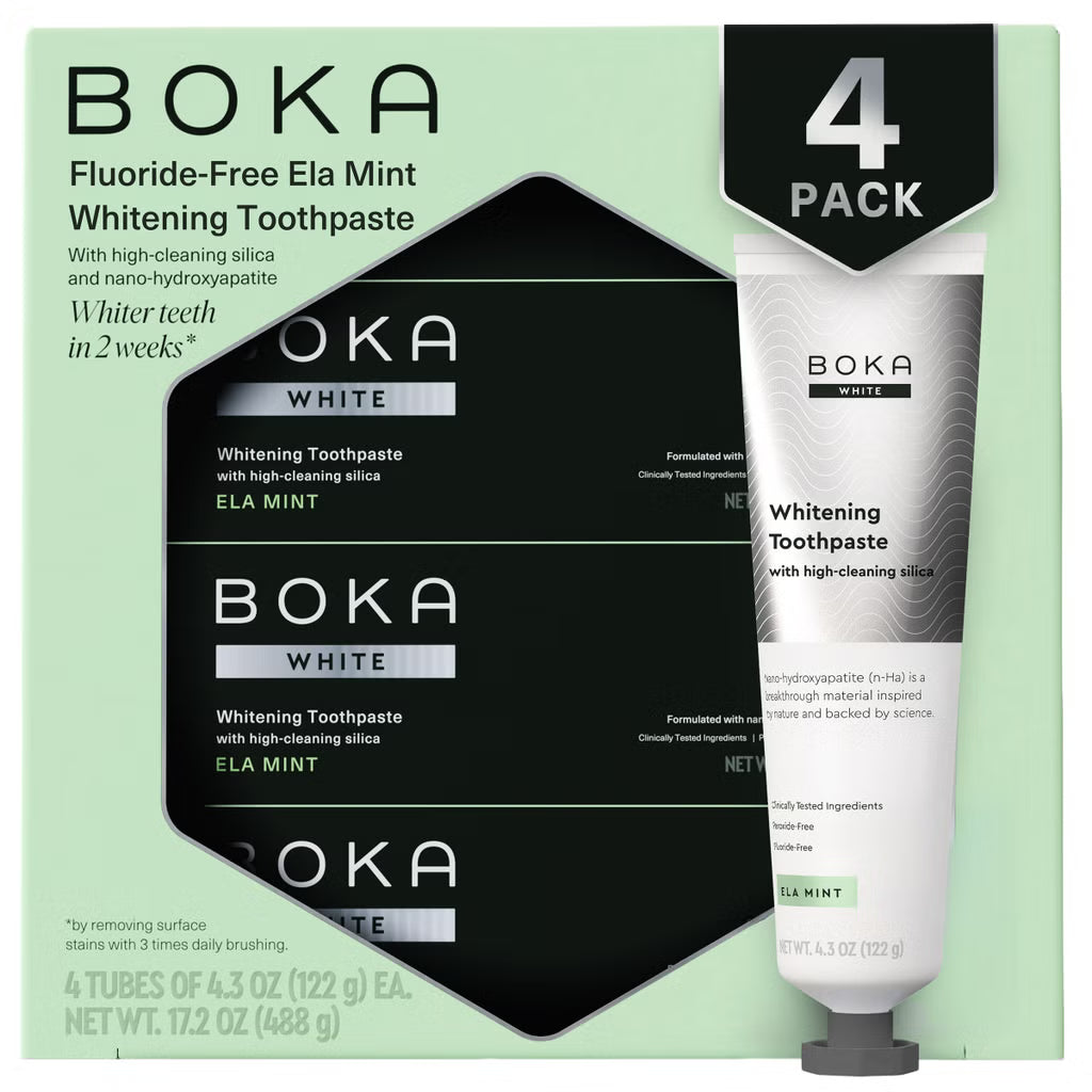 Boka Fluoride-Free Ela Mint Whitening Toothpaste, 4.3 oz, 4-pack