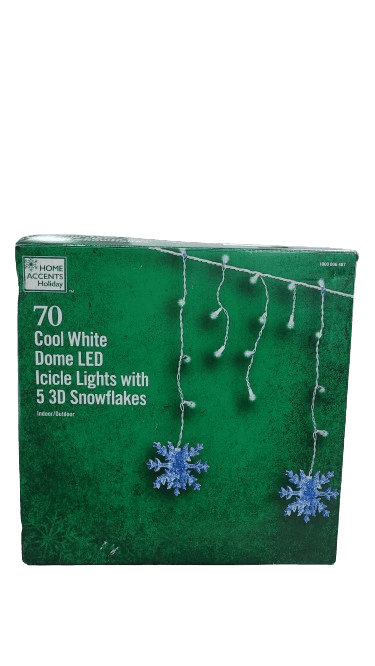 Home Accents Holiday Cool White Christmas LED Dome Icicle Lights with Snowflakes