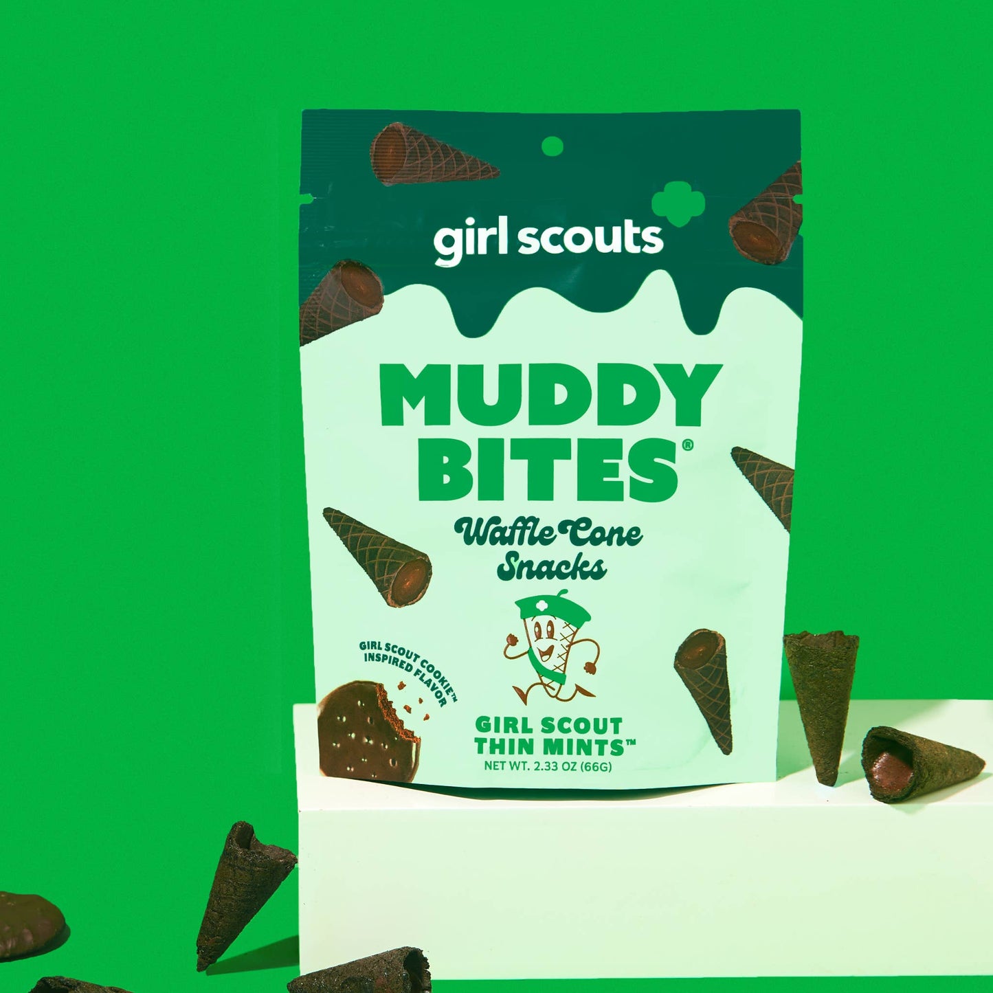 Muddy Bites Thin Mint Bite-Sized Waffle Cones Snacks