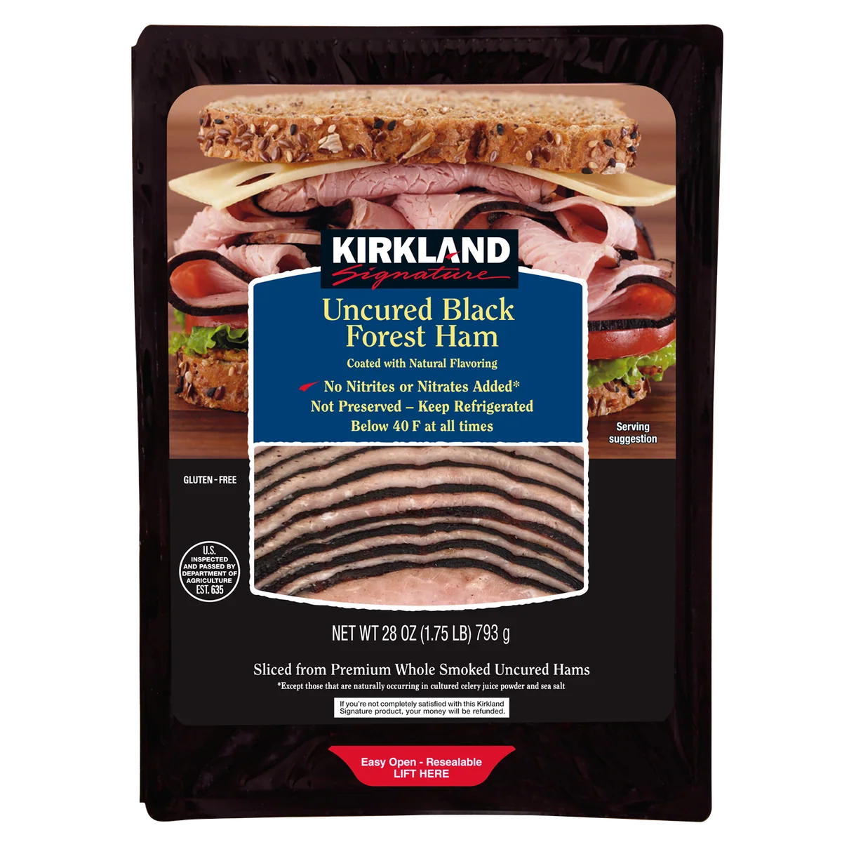 Kirkland Signature Uncured Black Forest Ham, 28 oz