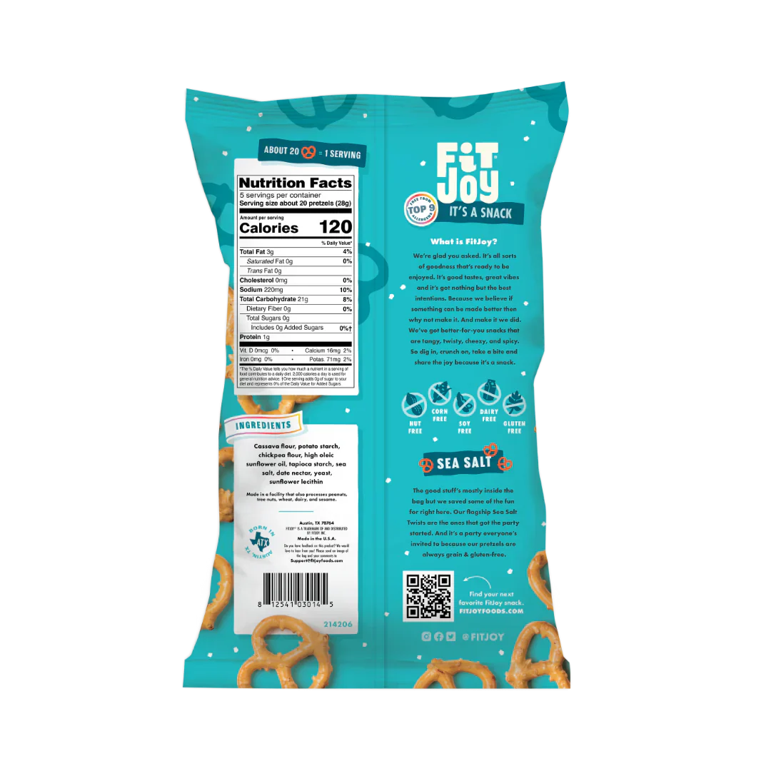 Fit Joy Grain Free Pretzels Sea Salt 5oz.