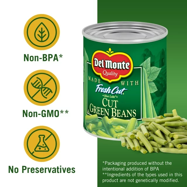 Del Monte Mixed Green Beans, Vegetables, 14.5 oz (4 Cans)