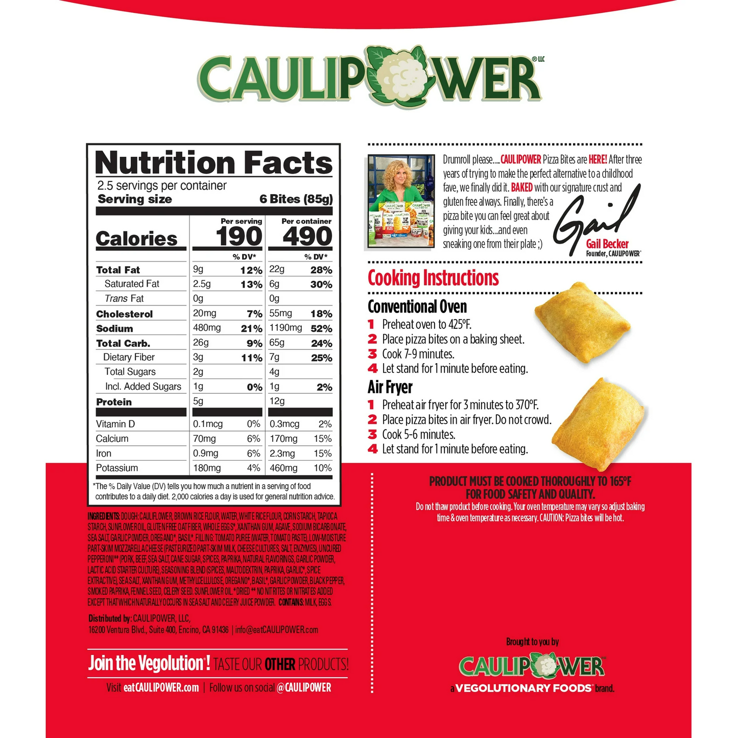 Caulipower Cauliflower Uncured Gluten-Free Pepperoni Pizza Bites, Frozen, 7.5 oz