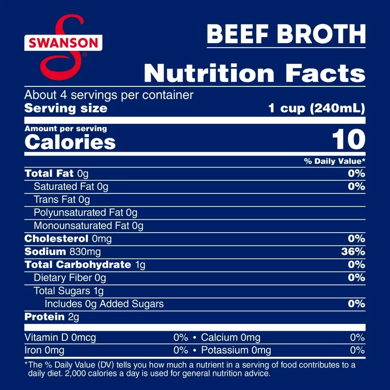 Swanson 100% Natural, Gluten-Free Beef Broth, 32 oz Carton