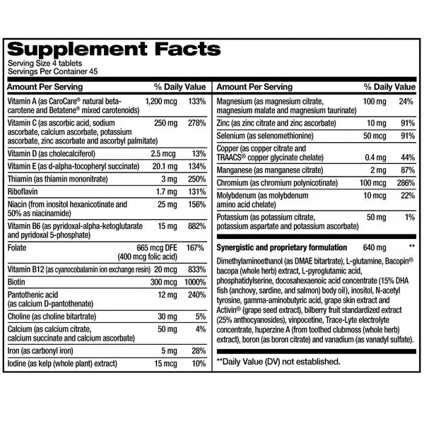 Focus Factor Brain Nutrition & Multivitamin, 180 Tablets