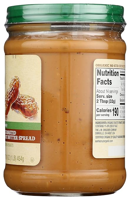 Santa Cruz Organic No Stir Dark Roasted Crunchy Peanut Butter, 16 oz
