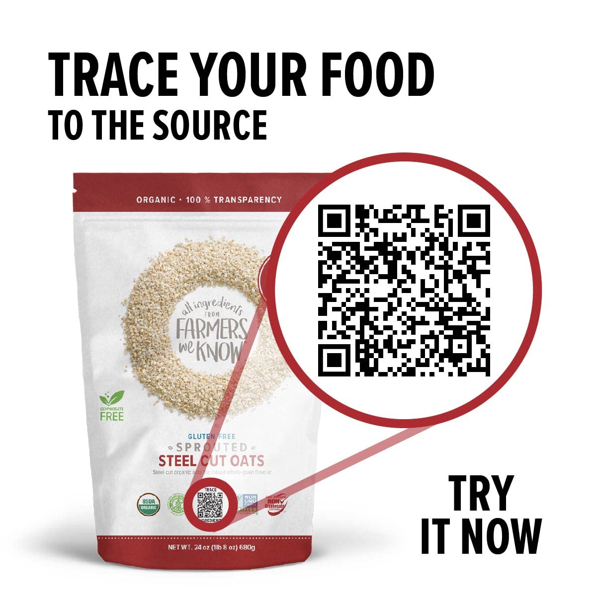 One Degree Organic Sprouted Steel Cut Oats, 24 oz